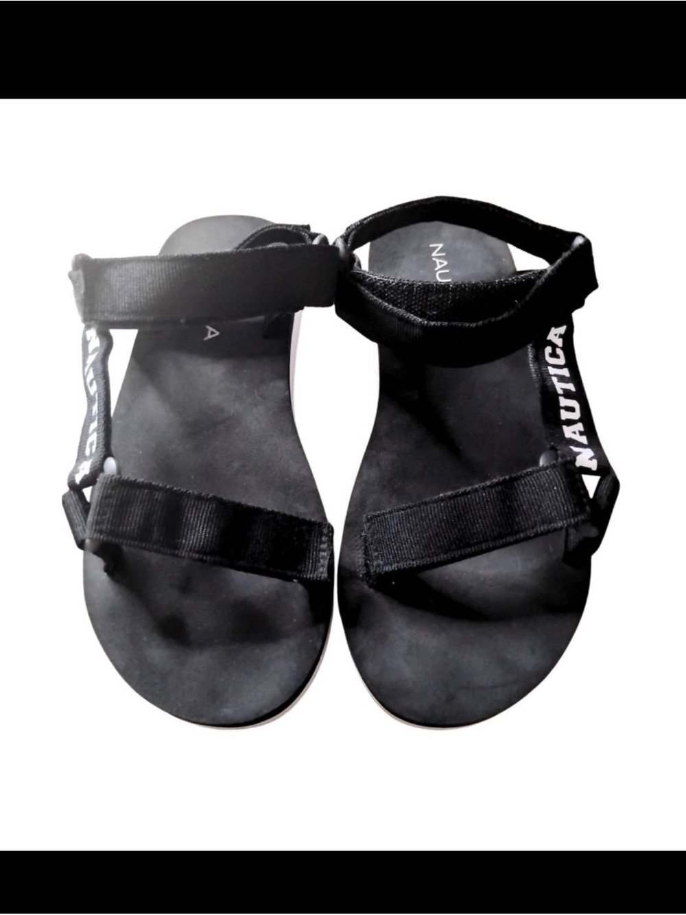 Nautica Women's Black Strappy Hook-and-Loop Sport Sandals